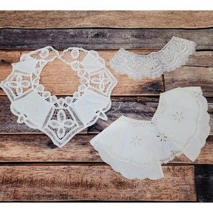 Vintage lace collar set of 3 white floral
